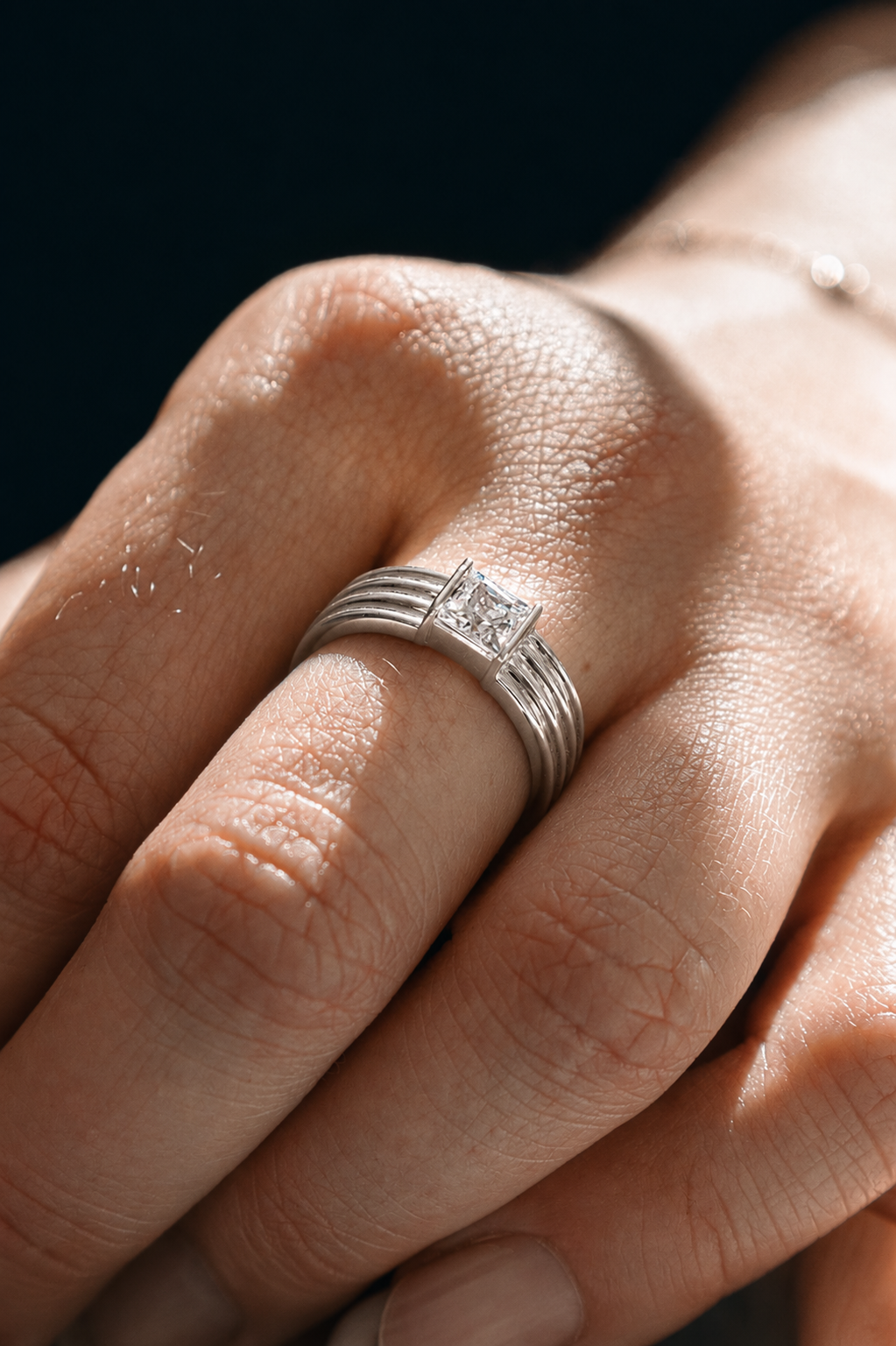 Bold Statement Ribbed Diamond Ring - 14K White Gold (0.81 ct.)