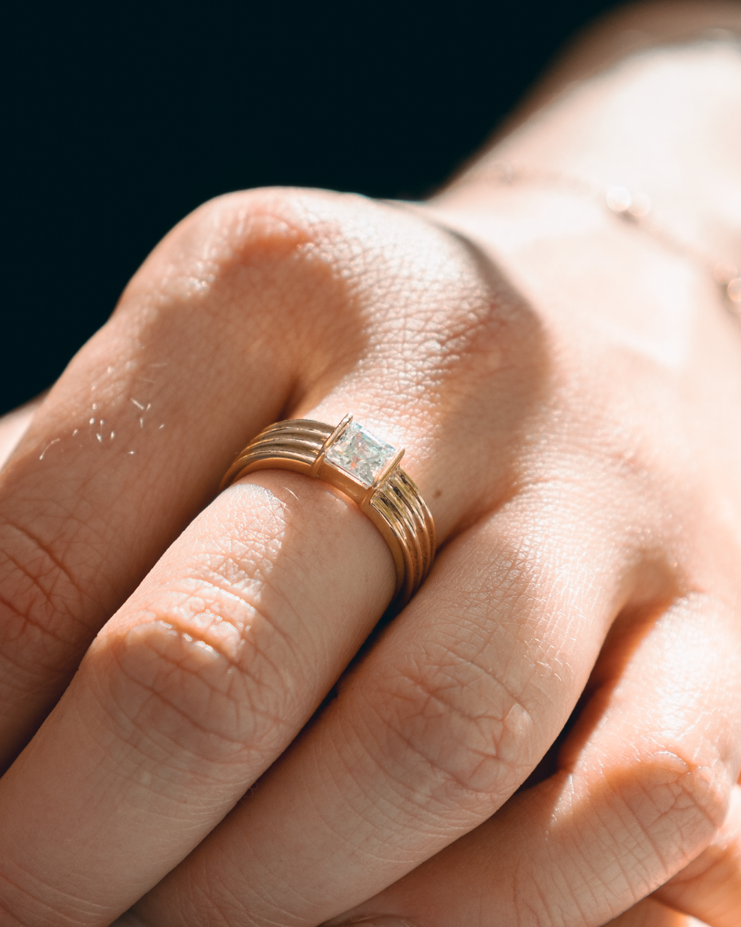 Bold Statement Ribbed Lab-grown Diamond Ring - 14K Yellow Gold (0.81 ct.)