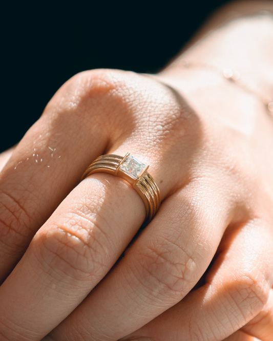 Bold Statement Ribbed Lab-grown Diamond Ring - 14K Yellow Gold (0.81 ct.)