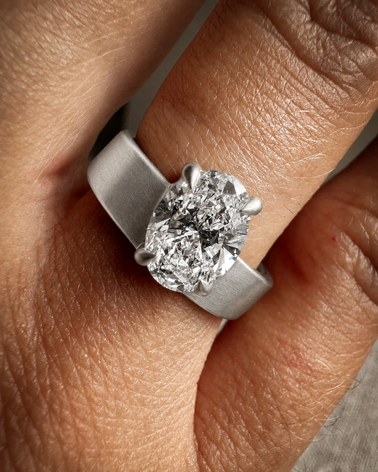 Oval Wide Band Lab-grown Diamond Ring - 14K White Gold (1.50 ct.)