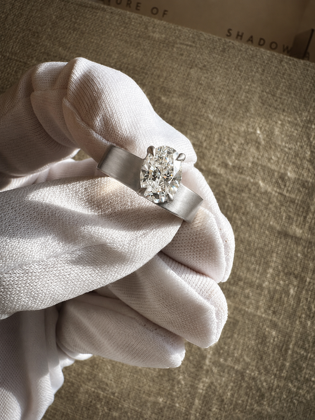 Oval Wide Band Lab-grown Diamond Ring - 14K White Gold (1.50 ct.)