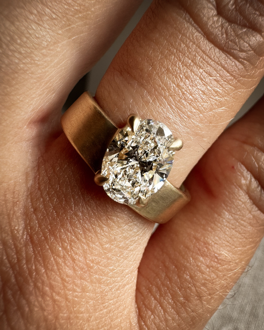Oval Wide Band Lab-grown Diamond Ring - 14K Yellow Gold (1.50 ct.)