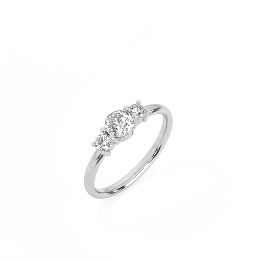 Petite Trilogy Lab-grown Diamond Ring - 14K White Gold (0.6 ct.)