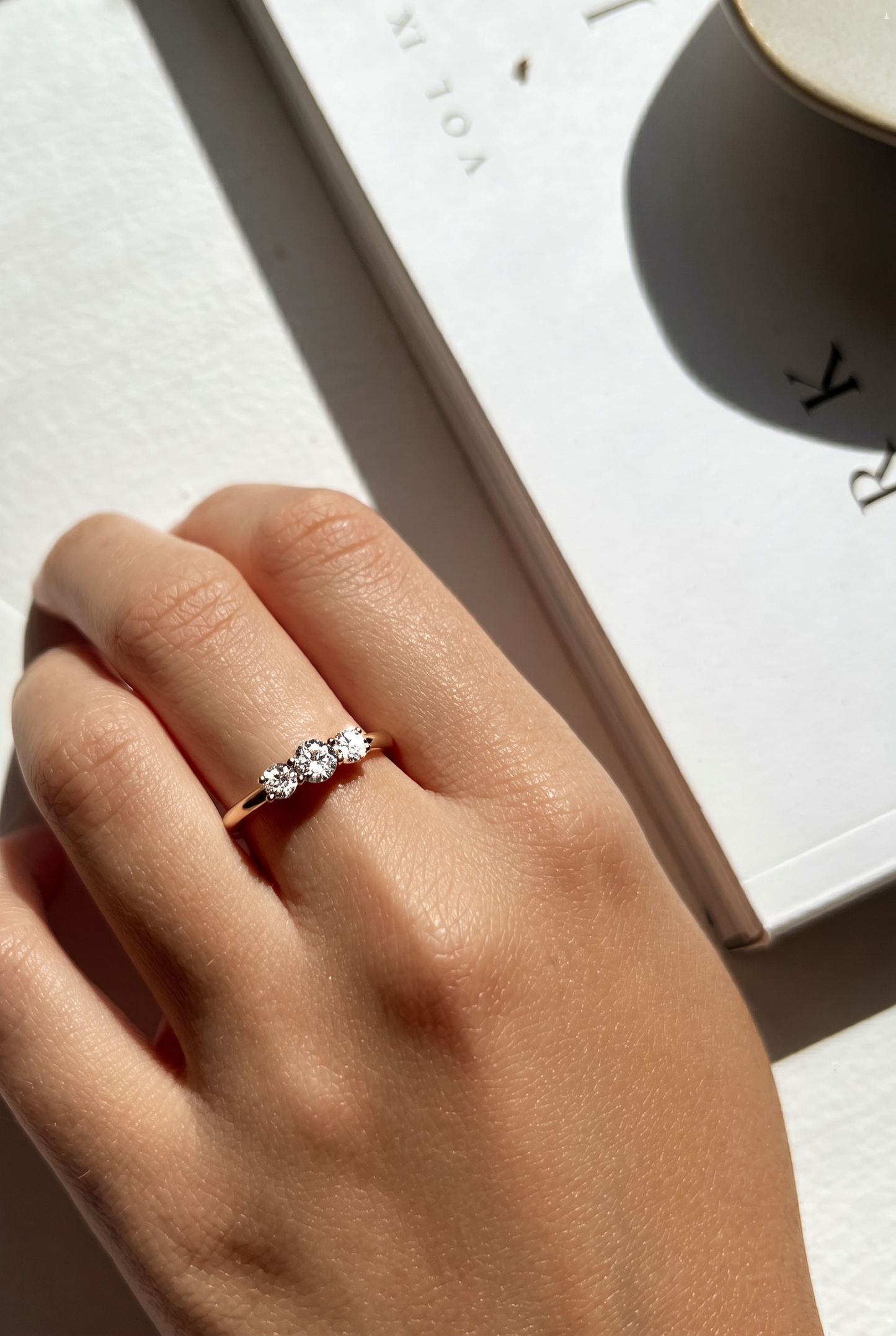 Petite Trilogy Lab-grown Diamond Ring - 14K Yellow Gold (0.6 ct.)