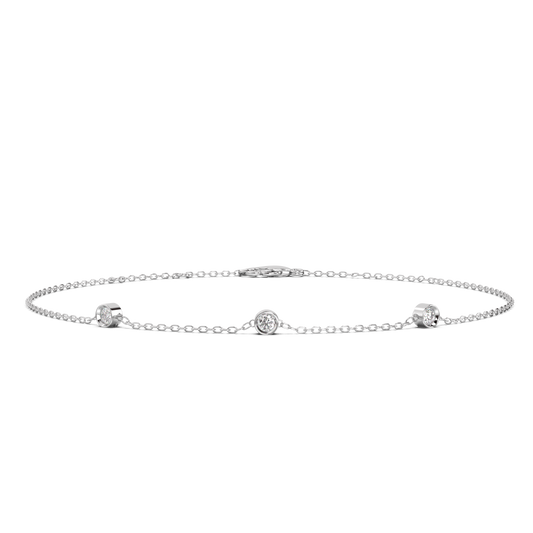 Bezel Lab-grown Diamond Bracelet - 14K White Gold (0.18 ct.)