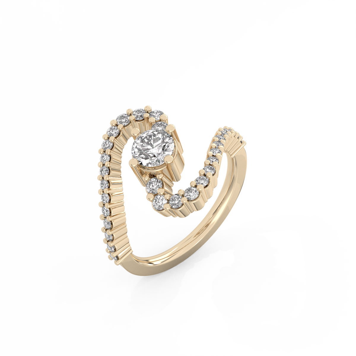 Bold Snake Solitaire Lab-grown Diamond Ring - 14K Yellow Gold (1.02 ct.)