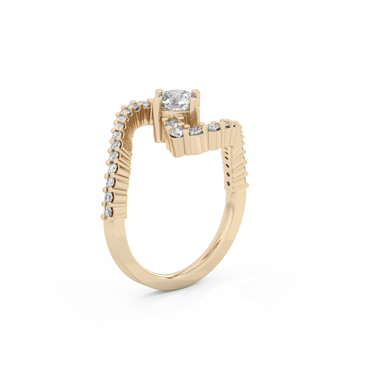 Bold Snake Solitaire Lab-grown Diamond Ring - 14K Yellow Gold (1.02 ct.)