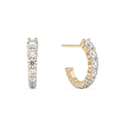Prong Lab-grown Diamond Huggies - 14K Yellow Gold (1.42 ct.) | Pair