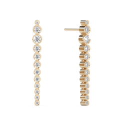 Extra Long Dangling Lab-grown Diamond Bezel Stud - 14K Yellow Gold (0.92 ct.) | Pair