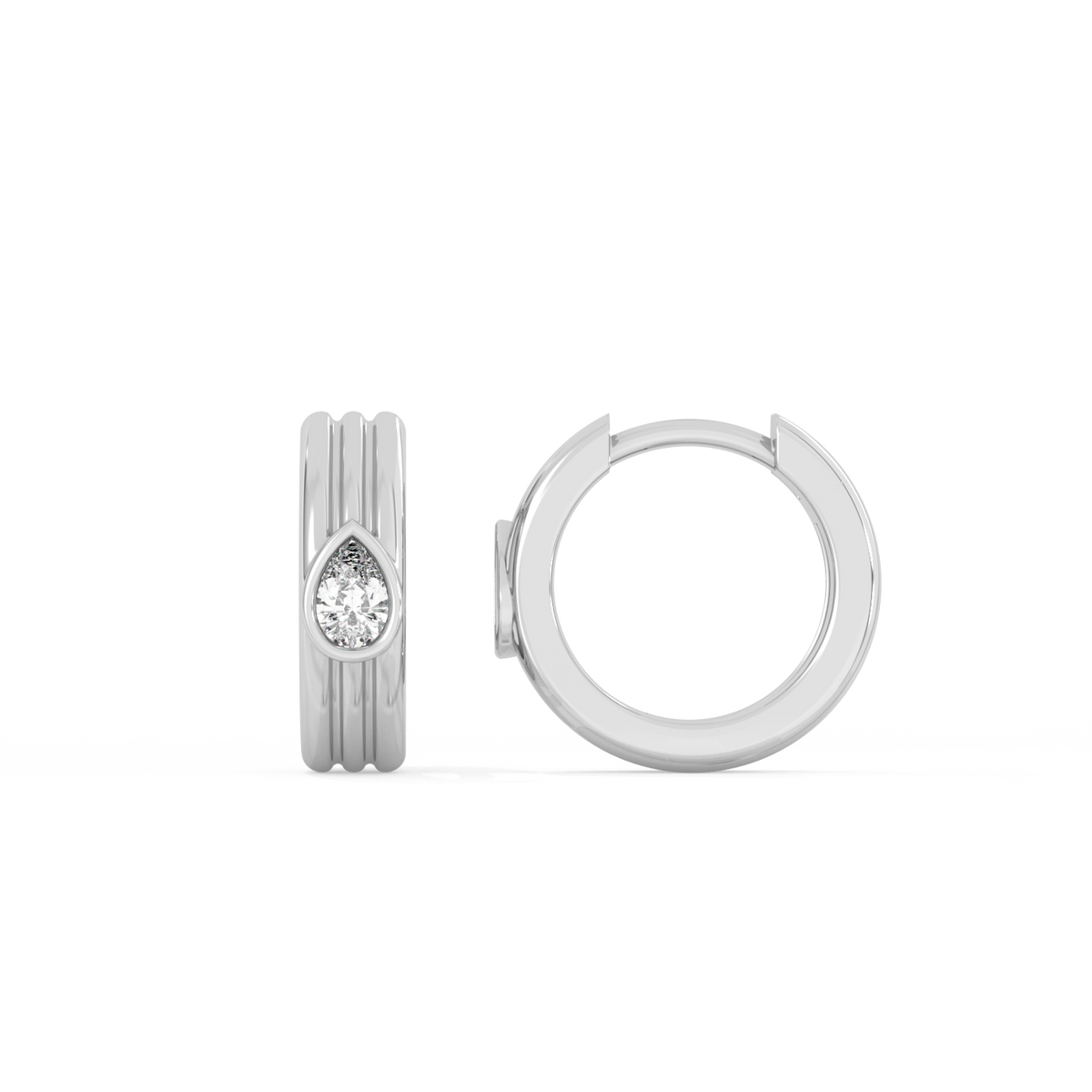 Ribbed Pear Lab-grown Diamond Hoops - 14K White Gold (0.20 ct.) | Pair