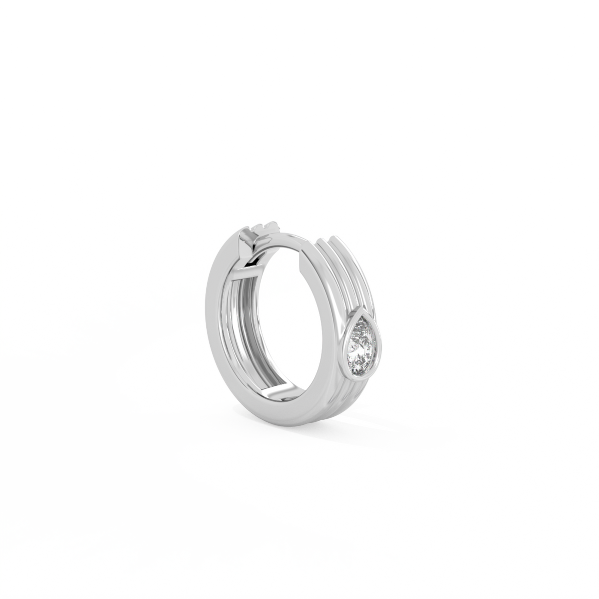 Ribbed Pear Lab-grown Diamond Hoops - 14K White Gold (0.20 ct.) | Pair