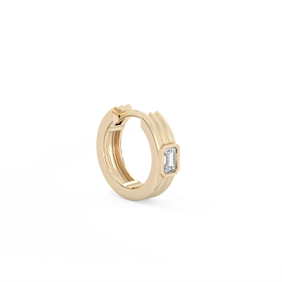 Ribbed Emerald Lab-grown Diamond Hoops - 14K Yellow Gold (0.20 ct.) | Pair