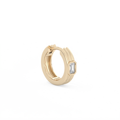 Ribbed Emerald Lab-grown Diamond Hoops - 14K Yellow Gold (0.10 ct.) | Single