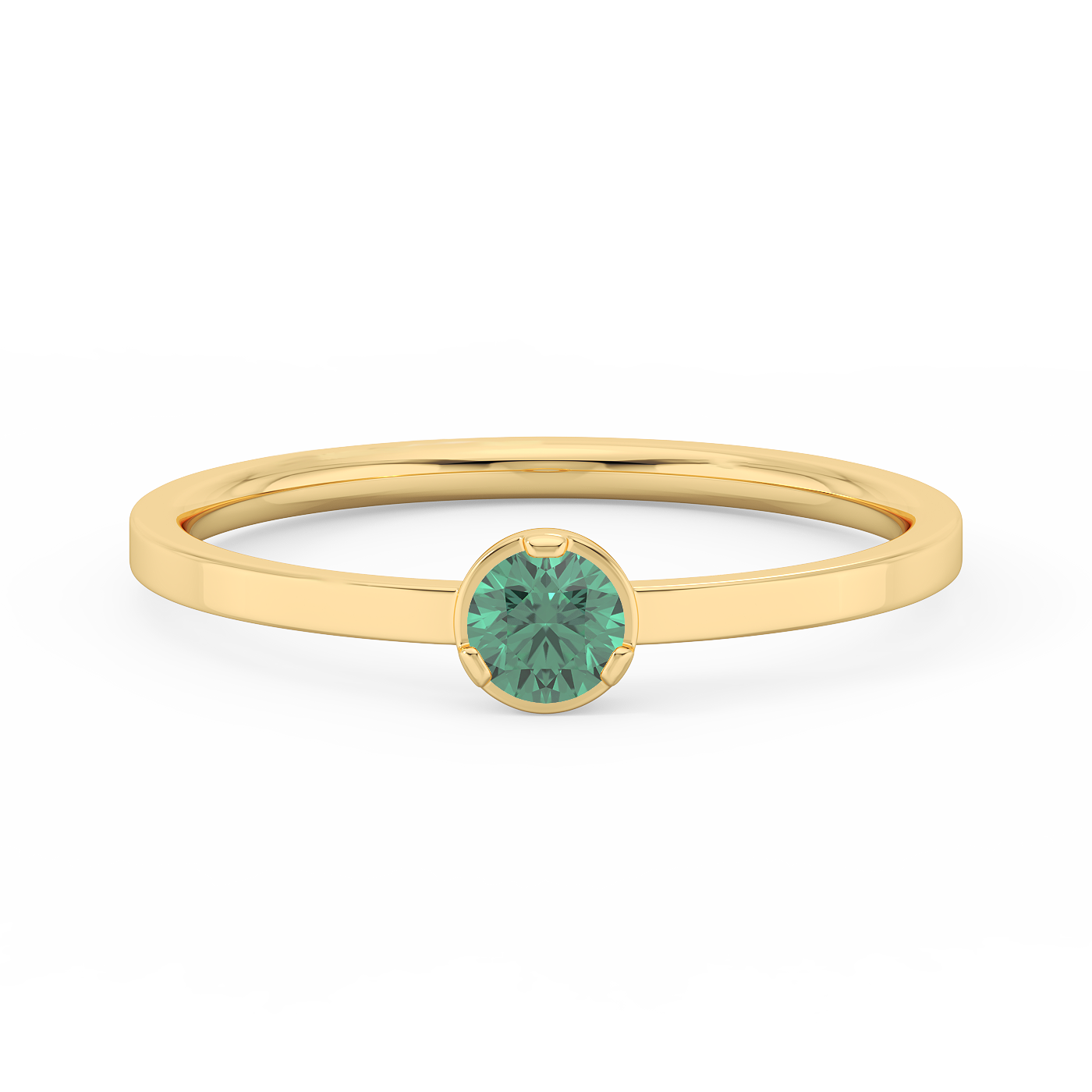Green Emerald Solitaire Bezel Ring Medium (0.17 ct.)