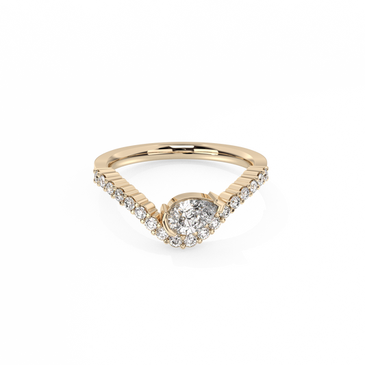Pear pavé diamond ring 14K Gold (0.77 ct.)