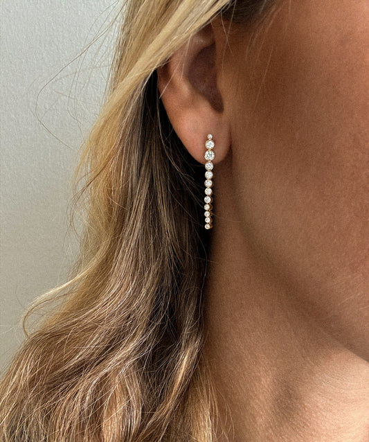 Extra Long Dangling Diamond Bezel Stud 14K Gold (0.46 ct.) | Single