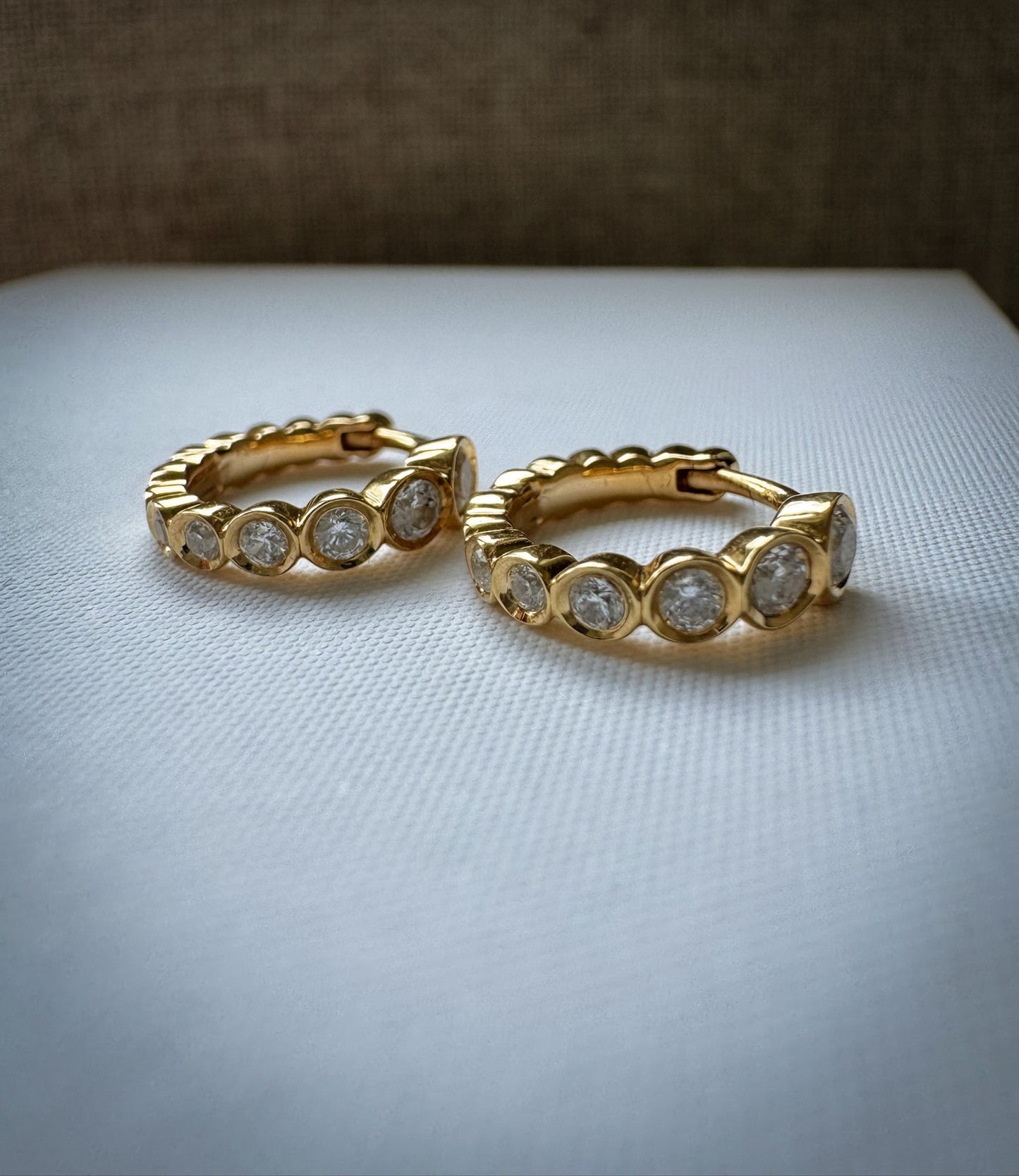 Bezel Diamond Huggies 14K Gold (0.40 ct.) | Pair