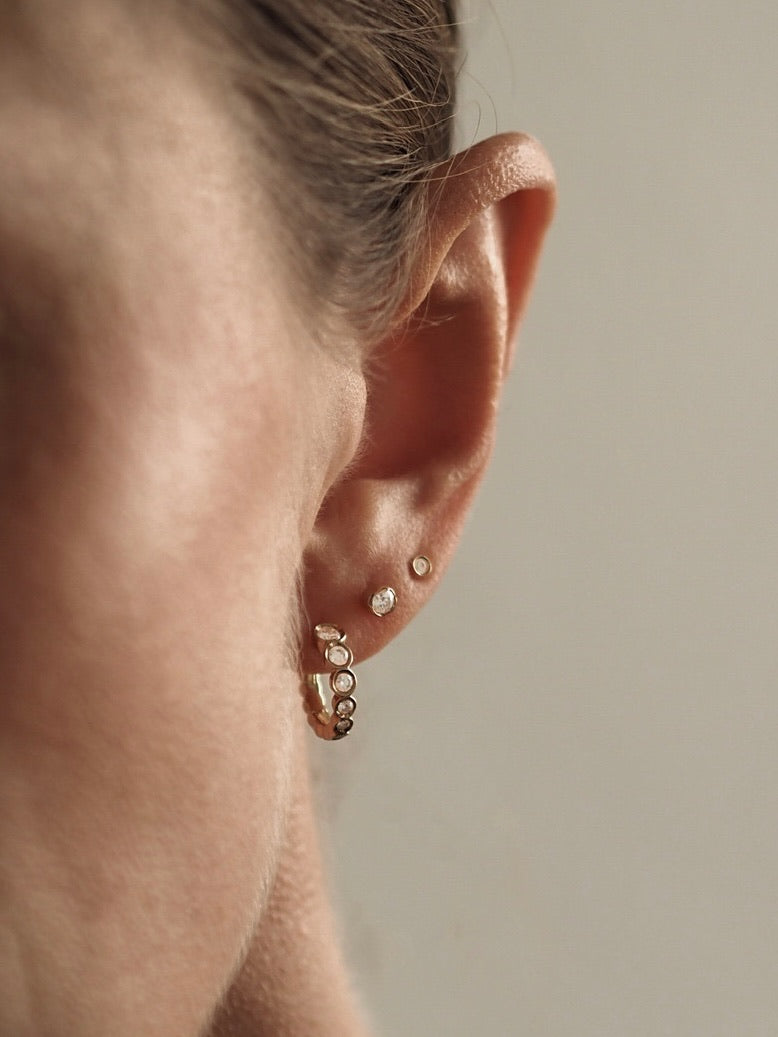 Bezel Diamond Huggies 14K Gold (0.40 ct.) | Pair