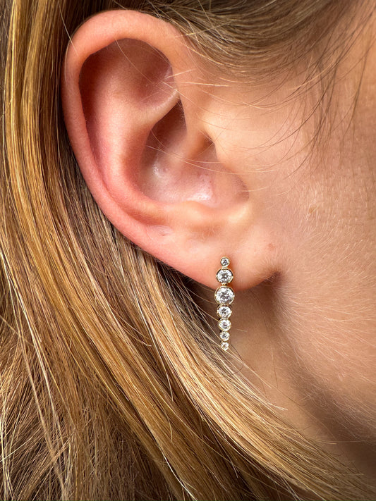 Long Dangling Diamond Bezel Stud 14K Gold (0.57 ct.) | Single