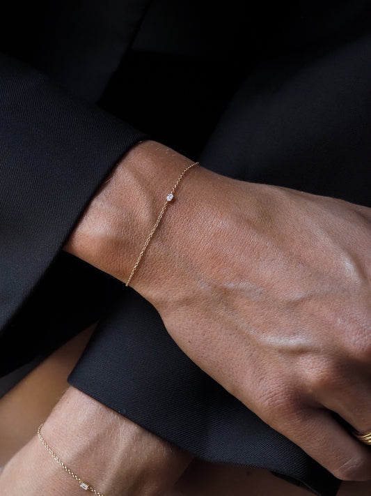 Oval Cut Lab-grown Diamond Bracelet - 14K Yellow Gold (0.06 ct.)