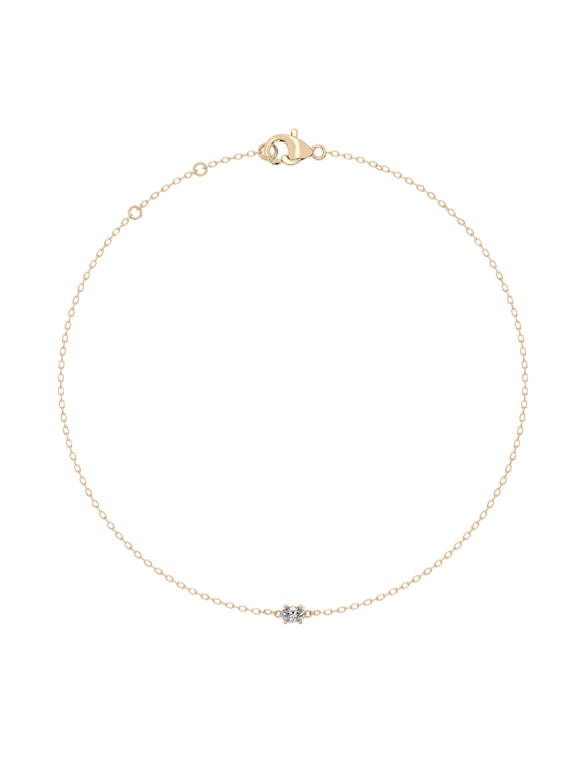 Oval Cut Lab-grown Diamond Bracelet - 14K Yellow Gold (0.06 ct.)