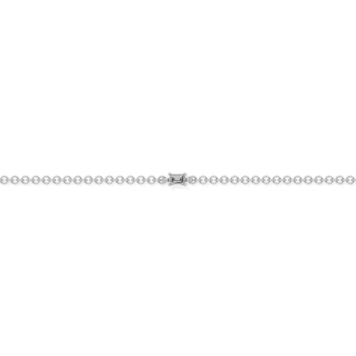 Emerald Cut Lab-grown Diamond Bracelet - 14K White Gold (0.06 ct.)