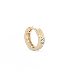 Ribbed Oval Lab-grown Diamond Hoops - 14K Yellow Gold (0.10 ct.) | Single