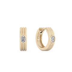 Ribbed Oval Lab-grown Diamond Hoops - 14K Yellow Gold (0.20 ct.) | Pair