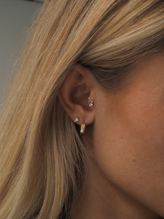 Ribbed Pear Lab-grown Diamond Hoops - 14K Yellow Gold (0.10 ct.) | Single