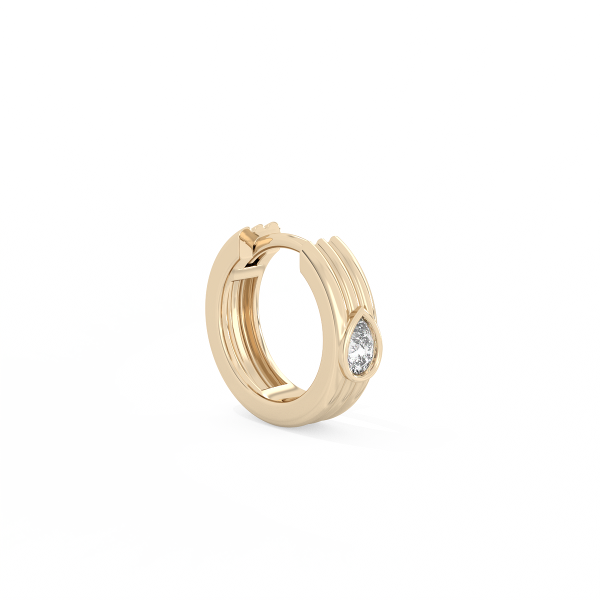 Ribbed Pear Lab-grown Diamond Hoops - 14K Yellow Gold (0.10 ct.) | Single