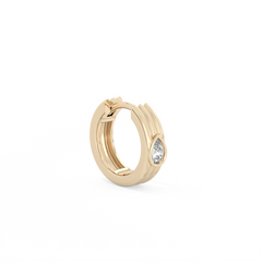 Ribbed Pear Lab-grown Diamond Hoops - 14K Yellow Gold (0.10 ct.) | Single