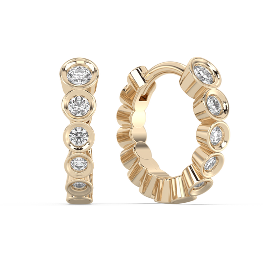 Bezel Diamond Huggies 14K Gold (0.40 ct.) | Pair