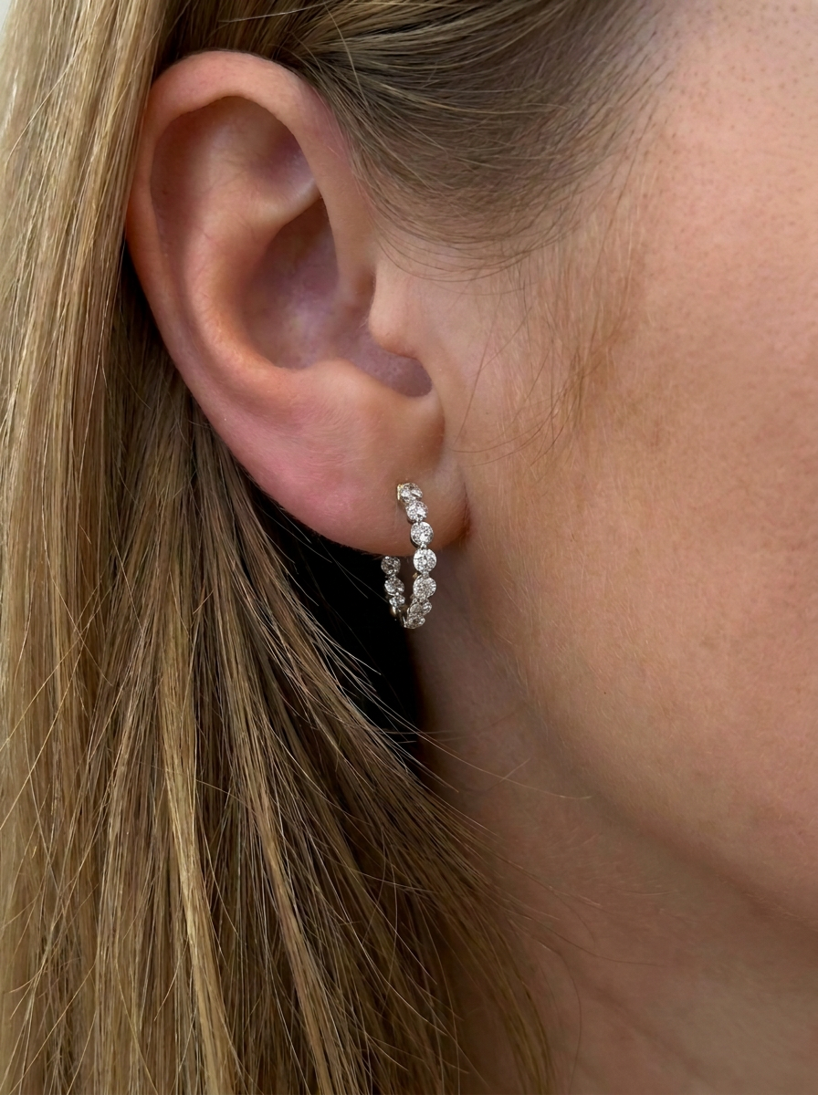 Prong Inside-Out Diamond Huggies - 14K White Gold (1.2 ct.) | Pair