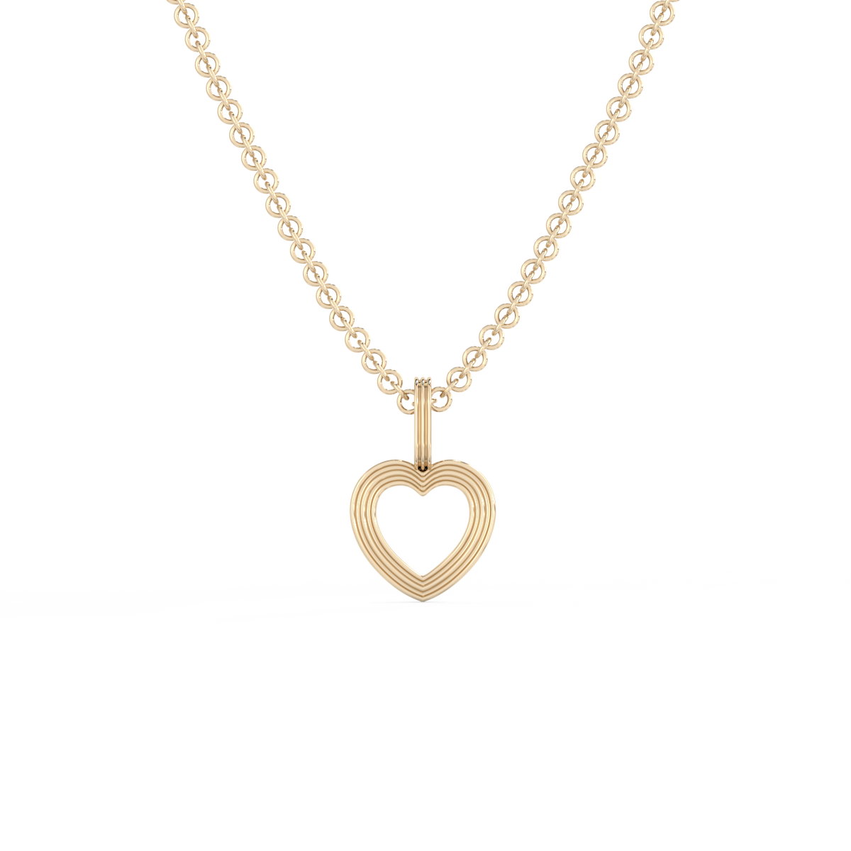 Open Heart Pendant - 14K Yellow Gold