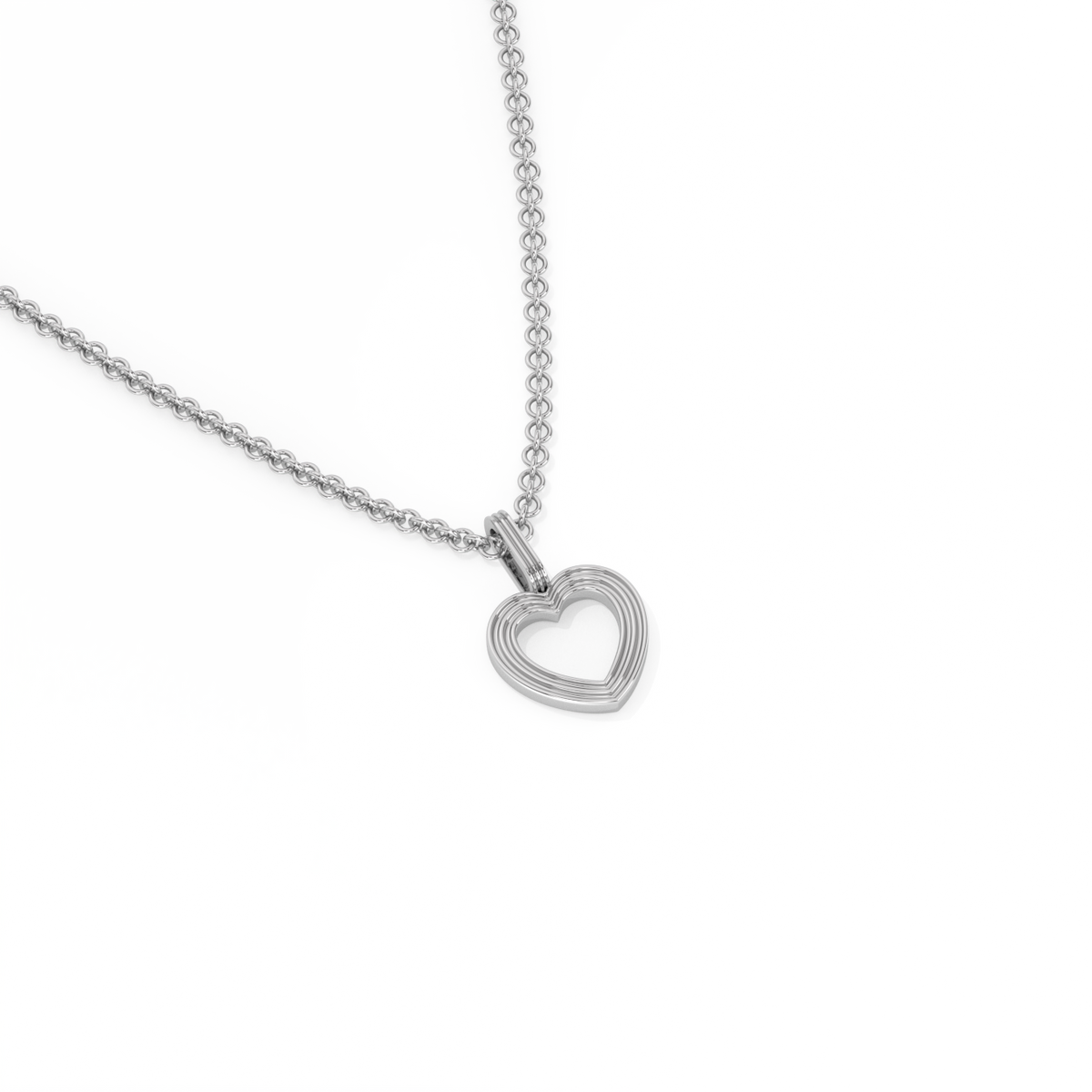 Open Heart Pendant - 14K White Gold