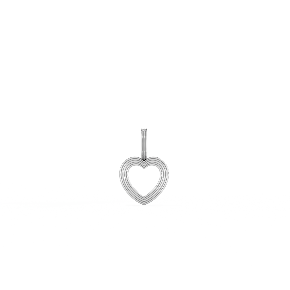Open Heart Pendant - 14K White Gold