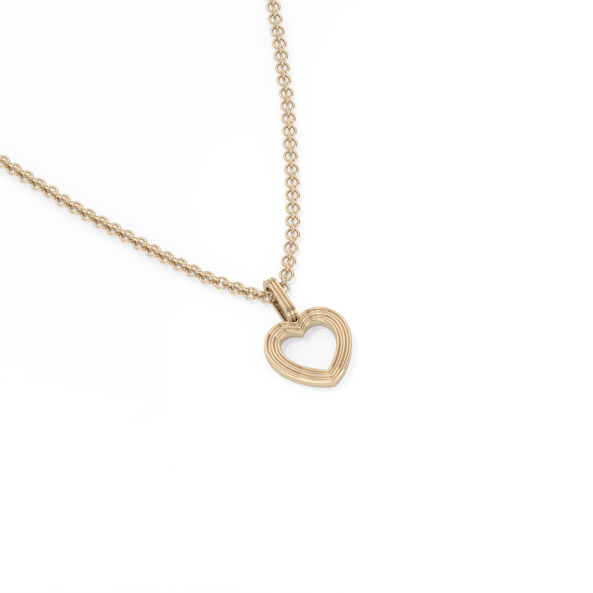 Open Heart Pendant - 14K Yellow Gold