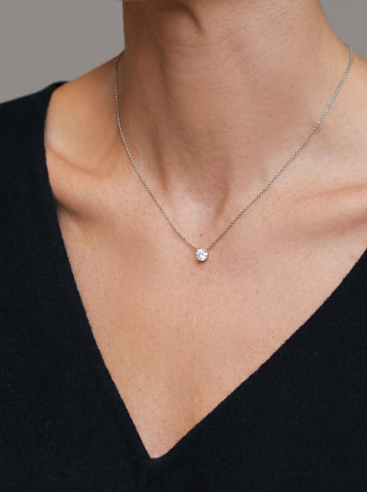 Prong Lab-grown Diamond Necklace - 14K White Gold (1.0 ct.)