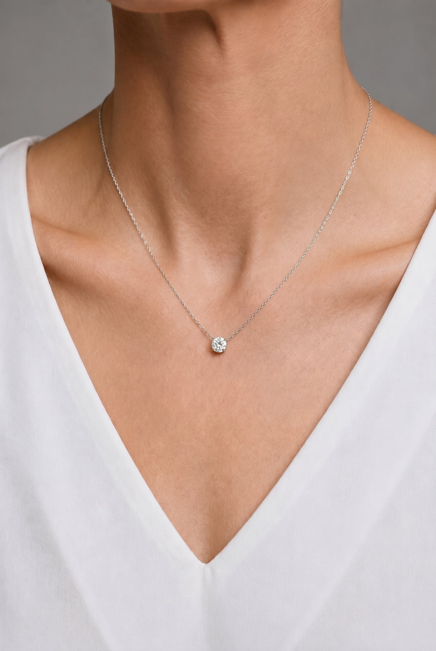 Prong Lab-grown Diamond Necklace - 14K White Gold (1.5 ct.)