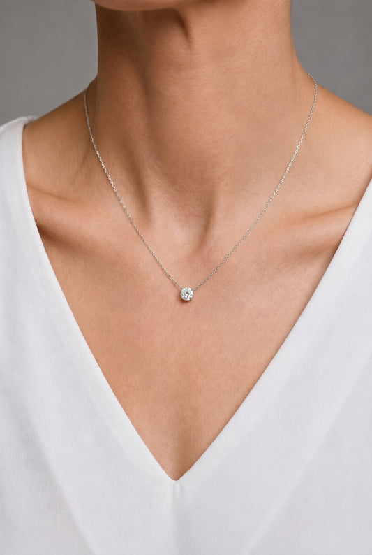Prong Lab-grown Diamond Necklace - 14K White Gold (1.5 ct.)