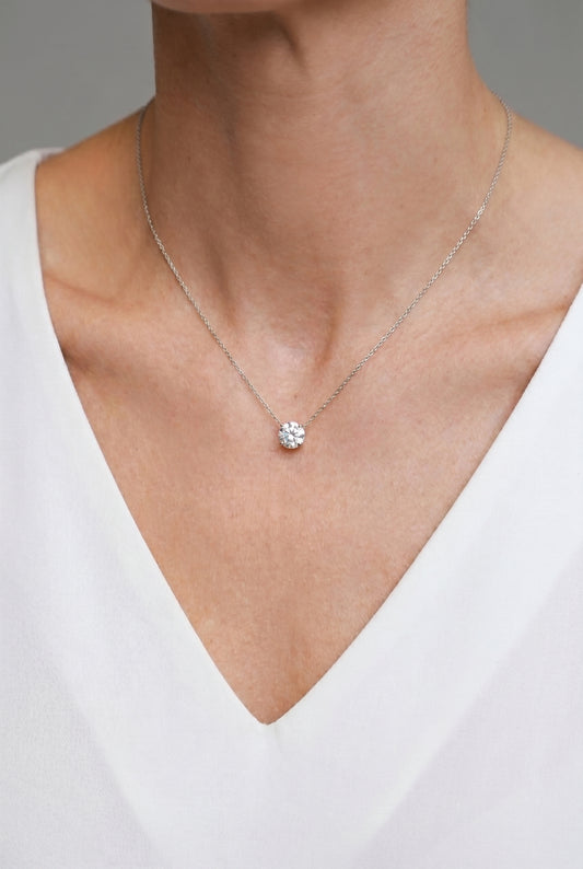 Prong Lab-grown Diamond Necklace - 14K White Gold (2 ct.)