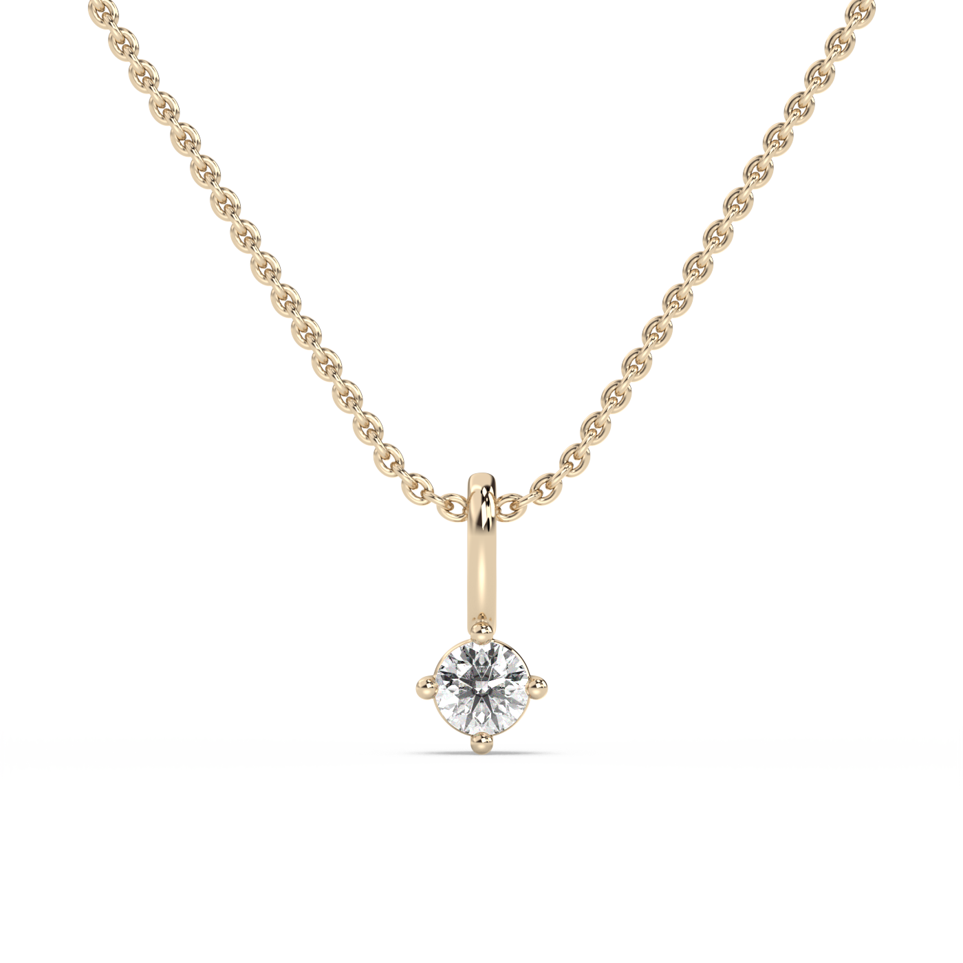 Solitaire Lab-grown Diamond Pendant - 14K Yellow Gold (0.10 ct.)