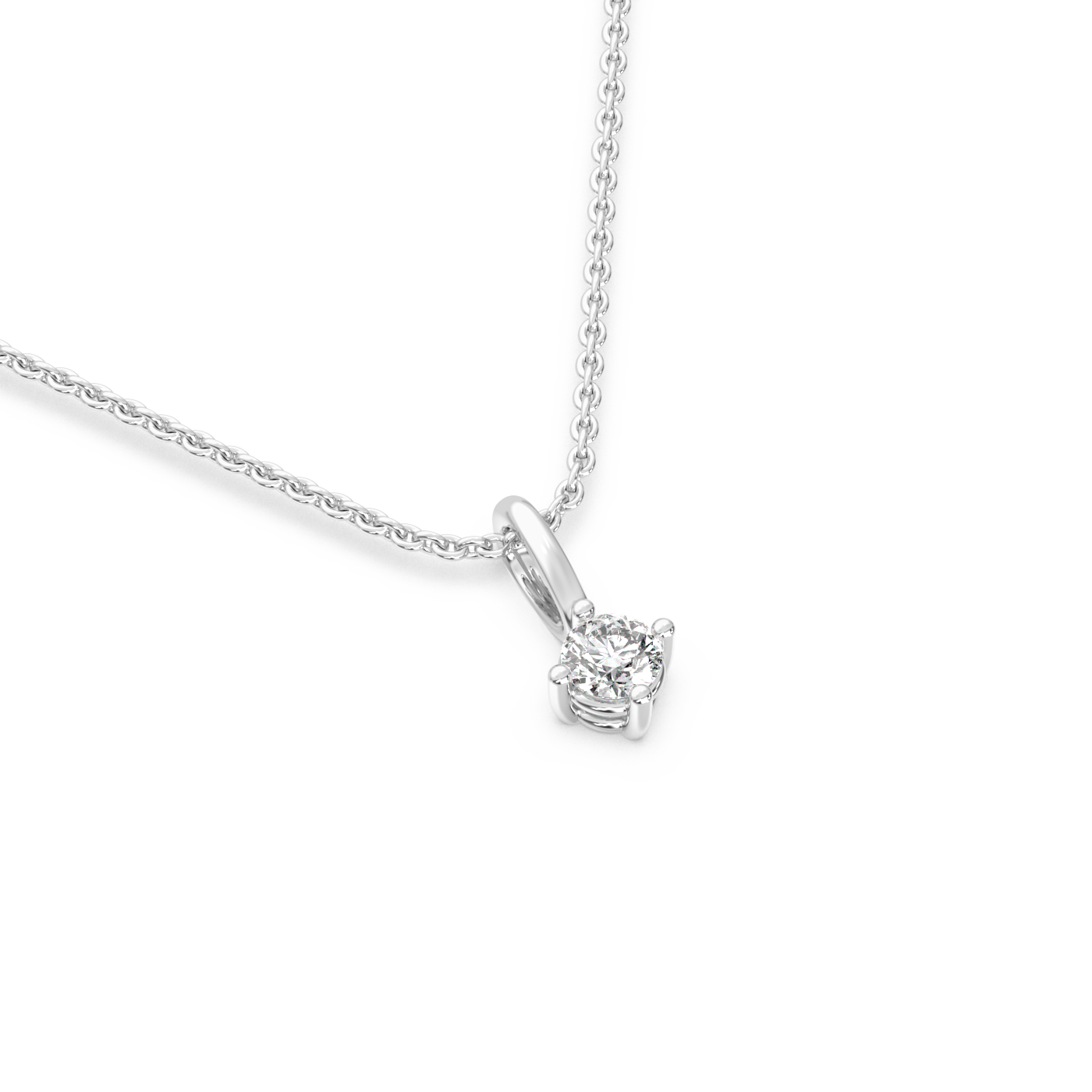Solitaire Diamond Pendant - 14K White Gold (0.10 ct.)