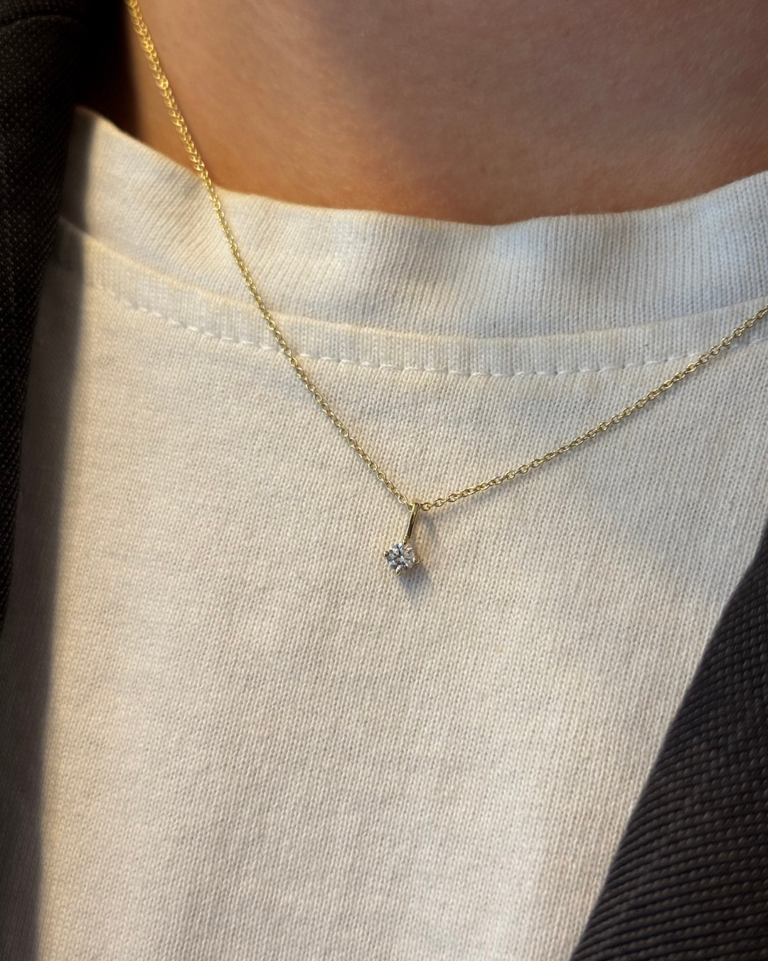 Solitaire Lab-grown Diamond Pendant - 14K Yellow Gold (0.10 ct.)