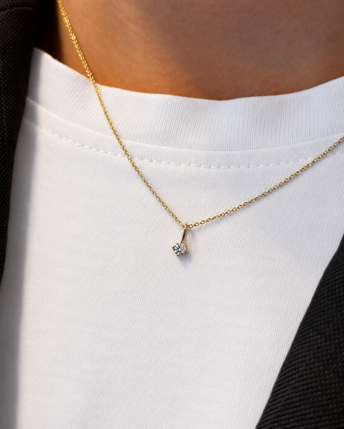 Solitaire Lab-grown Diamond Pendant - 14K Yellow Gold (0.10 ct.)