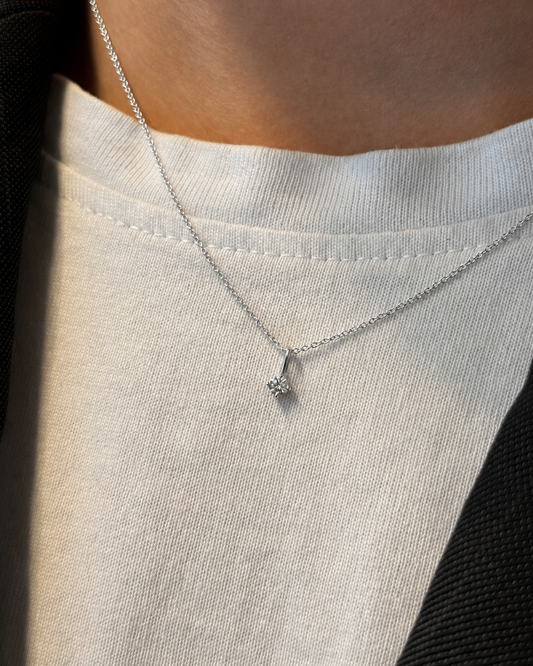 Solitaire Lab-grown Diamond Pendant - 14K White Gold (0.10 ct.)