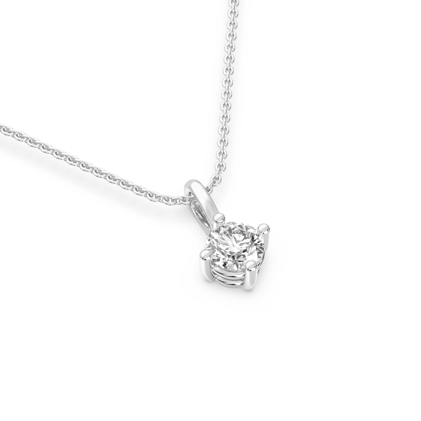 Solitaire Diamond Pendant - 14K White Gold (0.30 ct.)