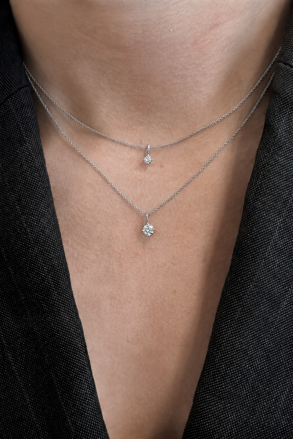 Solitaire Diamond Pendant - 14K White Gold (0.10 ct.)