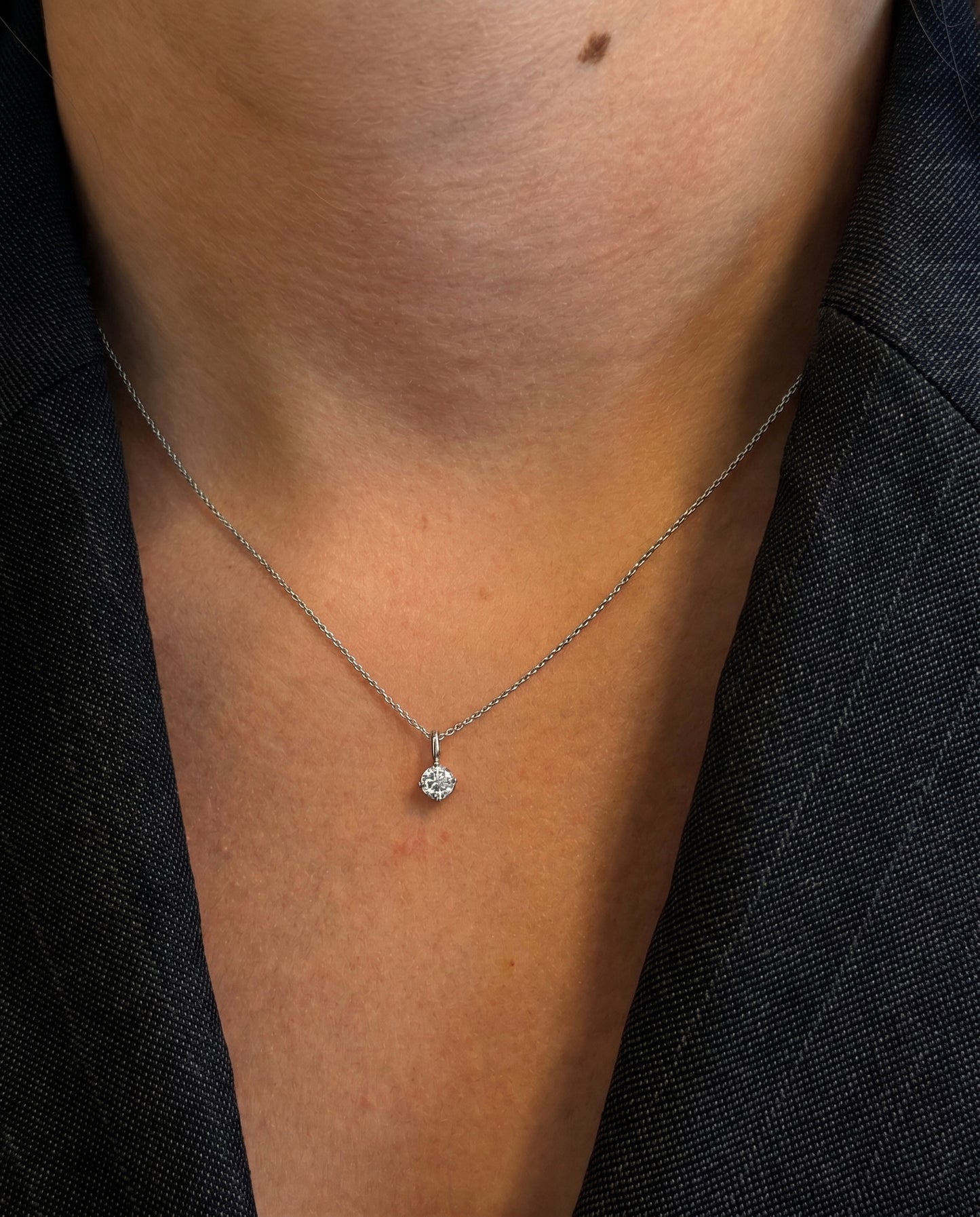 Solitaire Diamond Pendant - 14K White Gold (0.30 ct.)