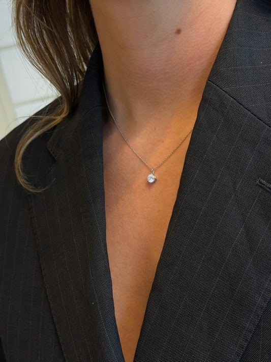 Solitaire Lab-grown Diamond Pendant - 14K White Gold (0.50 ct.)